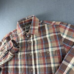 Schott Bros Shirt Men's M Red Flannel Flap Work Pockets Plaid Outdoor American